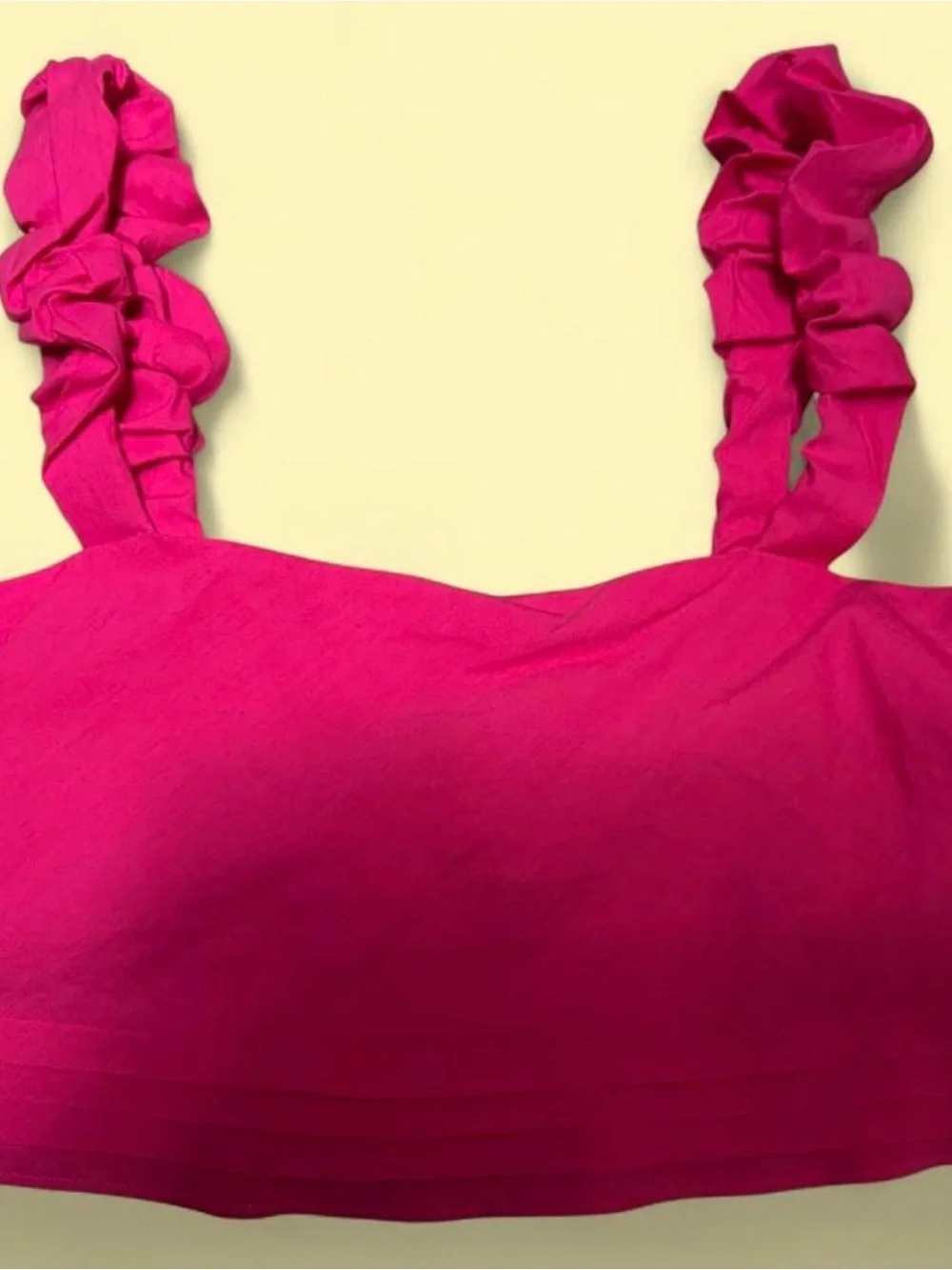 Ramy Brook Hot Pink Ruffle-Strap Crop Top